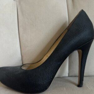 Black leather Snake Stiletto Pump Heels Women Closed Toe Slip On Jessica Simpson